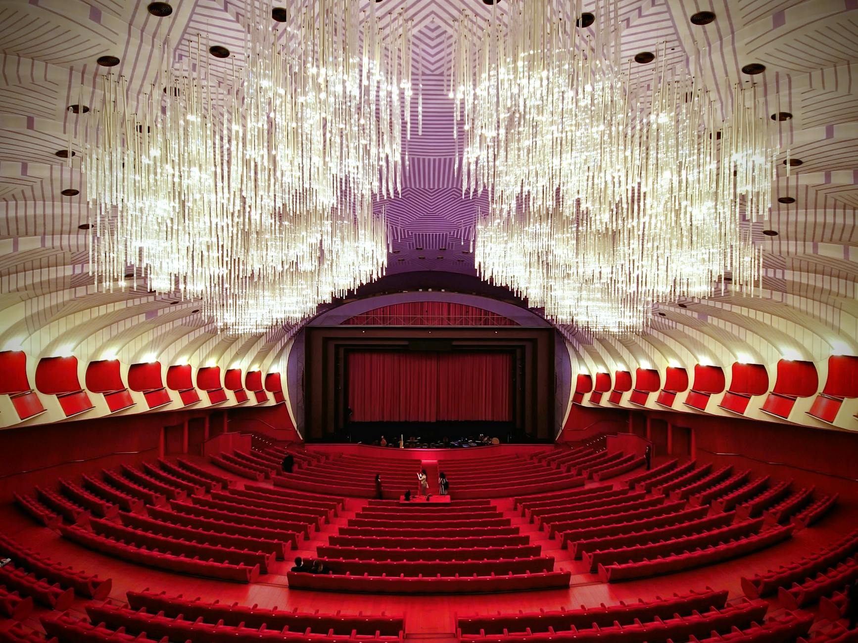 concert hall with red seats